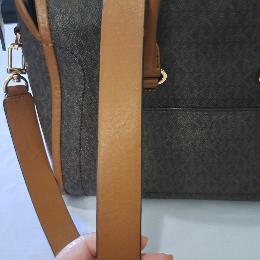 Michael Kors Brown Tan Satchel with Signature Design - Picture 7 of 12